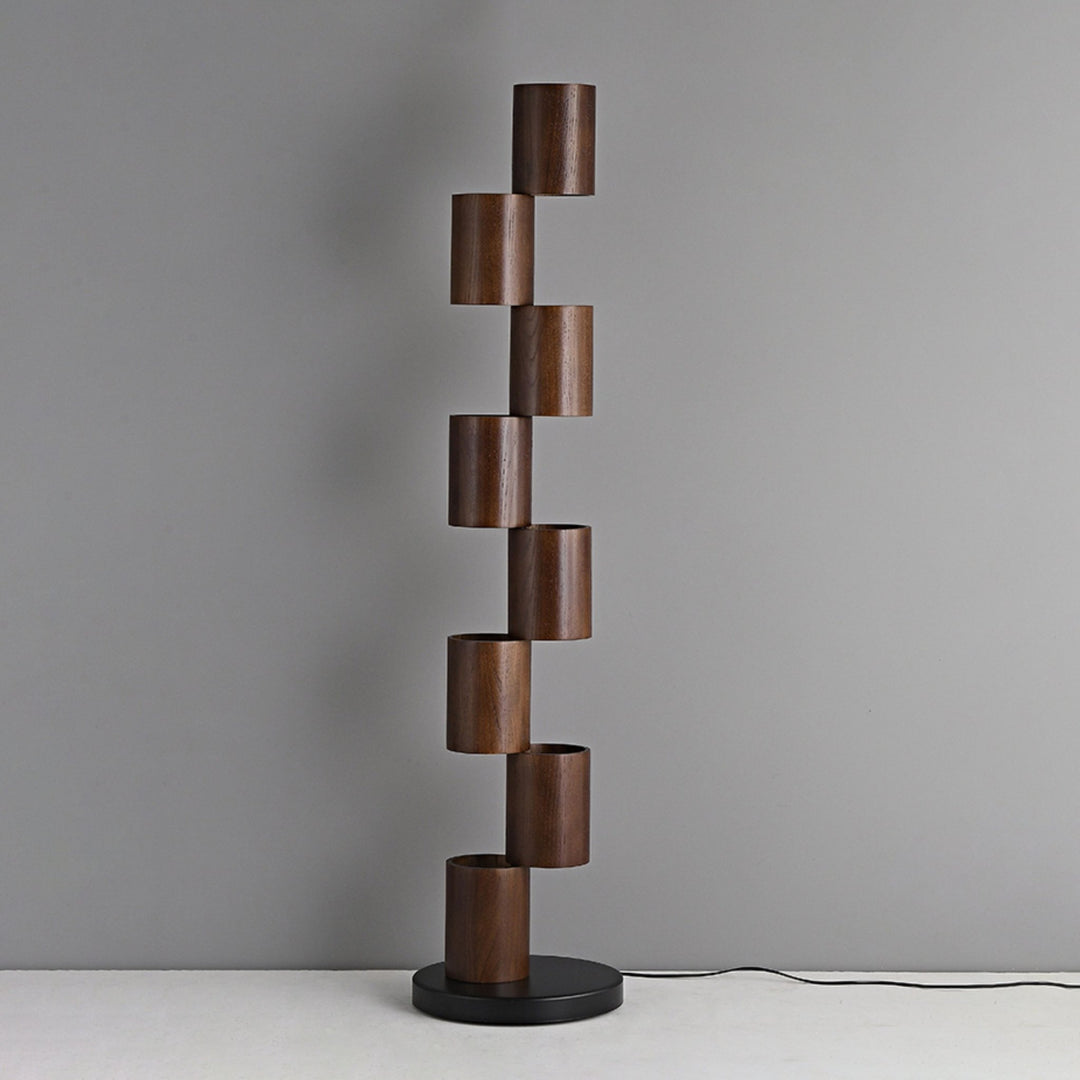 Stacked Wood Tower Floor Lamp - Vakkerlight