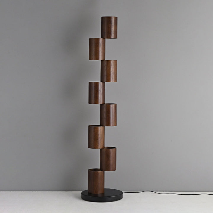 Stacked Wood Tower Floor Lamp - Vakkerlight