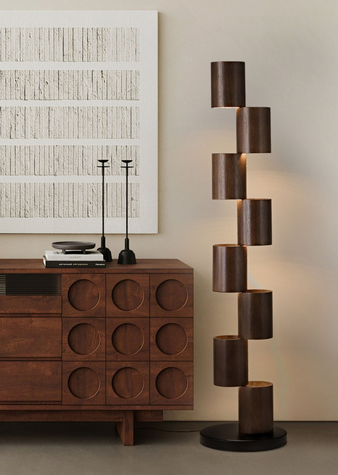 Stacked Wood Tower Floor Lamp - Vakkerlight