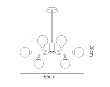 Lustre Staggered Glass Globes — Plans cotés 1