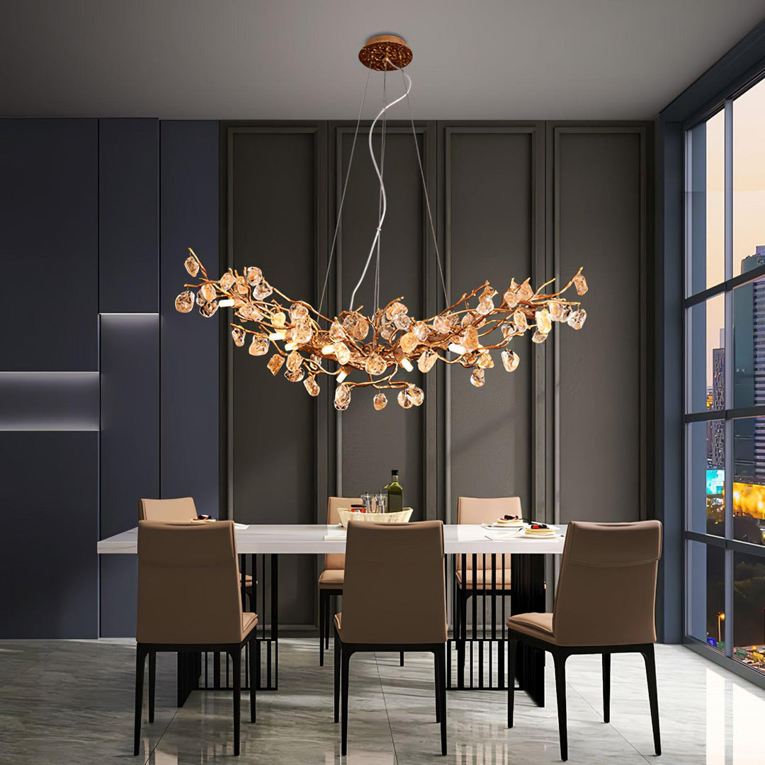 Stone Crystal Brass Chandelier - Vakkerlight