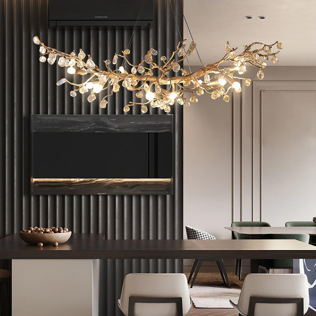 Stone Crystal Brass Chandelier - Vakkerlight