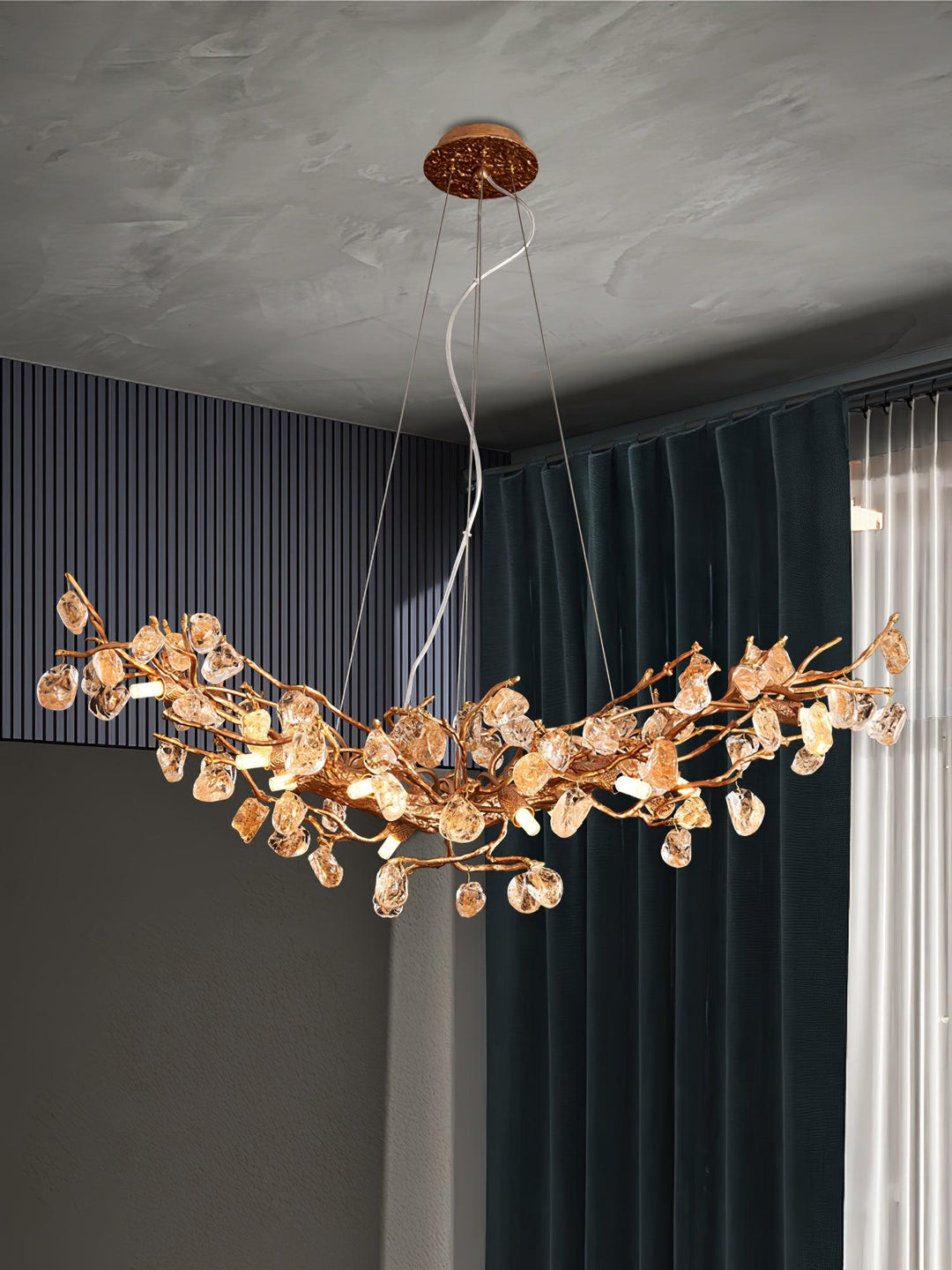 Stone Crystal Brass Chandelier - Vakkerlight