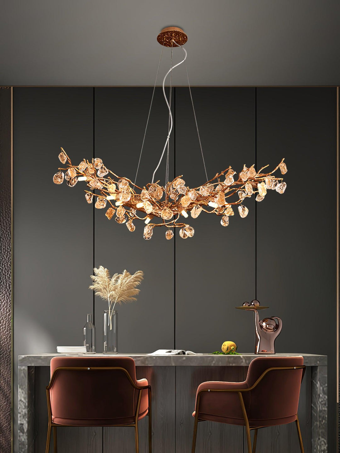 Stone Crystal Brass Chandelier - Vakkerlight