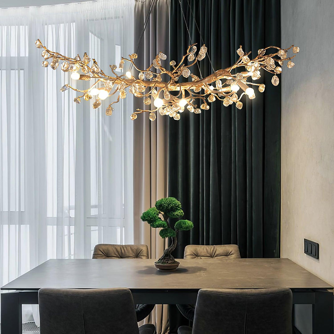 Stone Crystal Brass Chandelier - Vakkerlight