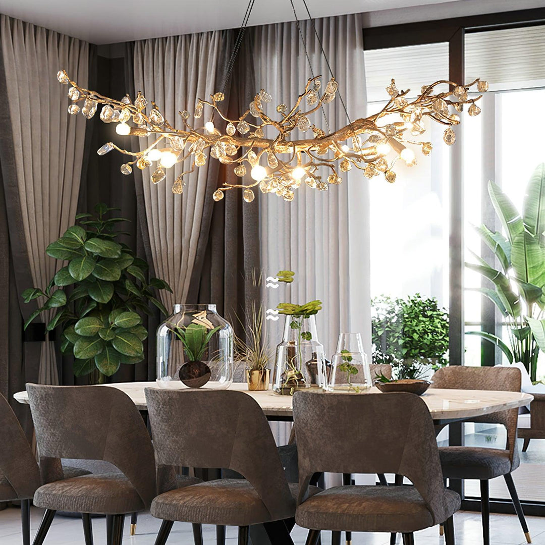 Stone Crystal Brass Chandelier - Vakkerlight