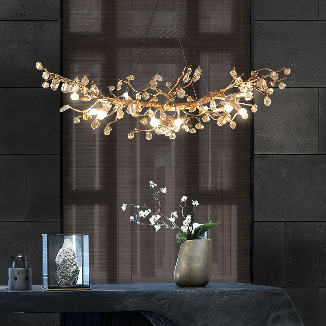 Stone Crystal Brass Chandelier - Vakkerlight