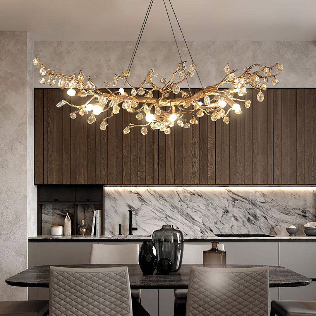 Stone Crystal Brass Chandelier - Vakkerlight