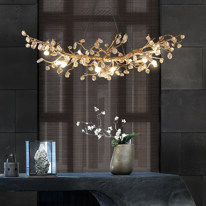 Stone Crystal Brass Chandelier - Vakkerlight