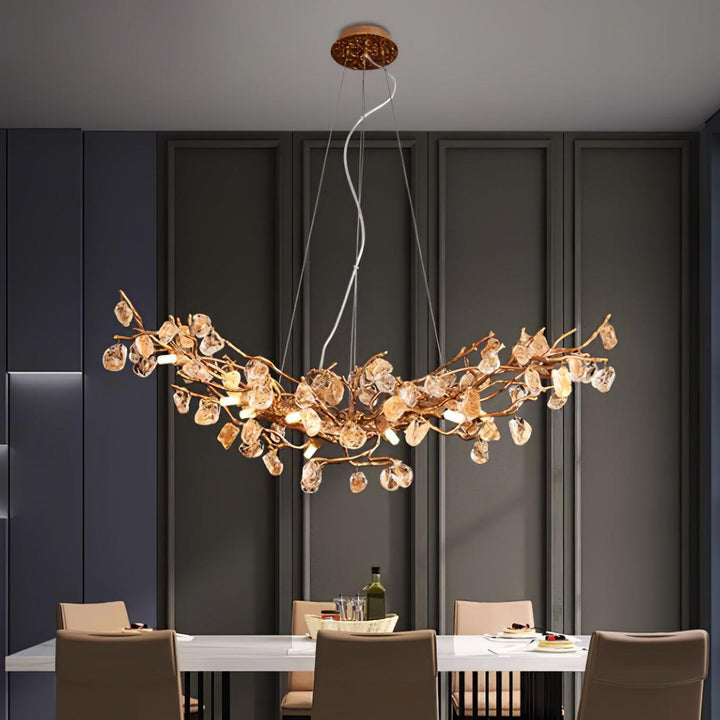 Stone Crystal Brass Chandelier - Vakkerlight