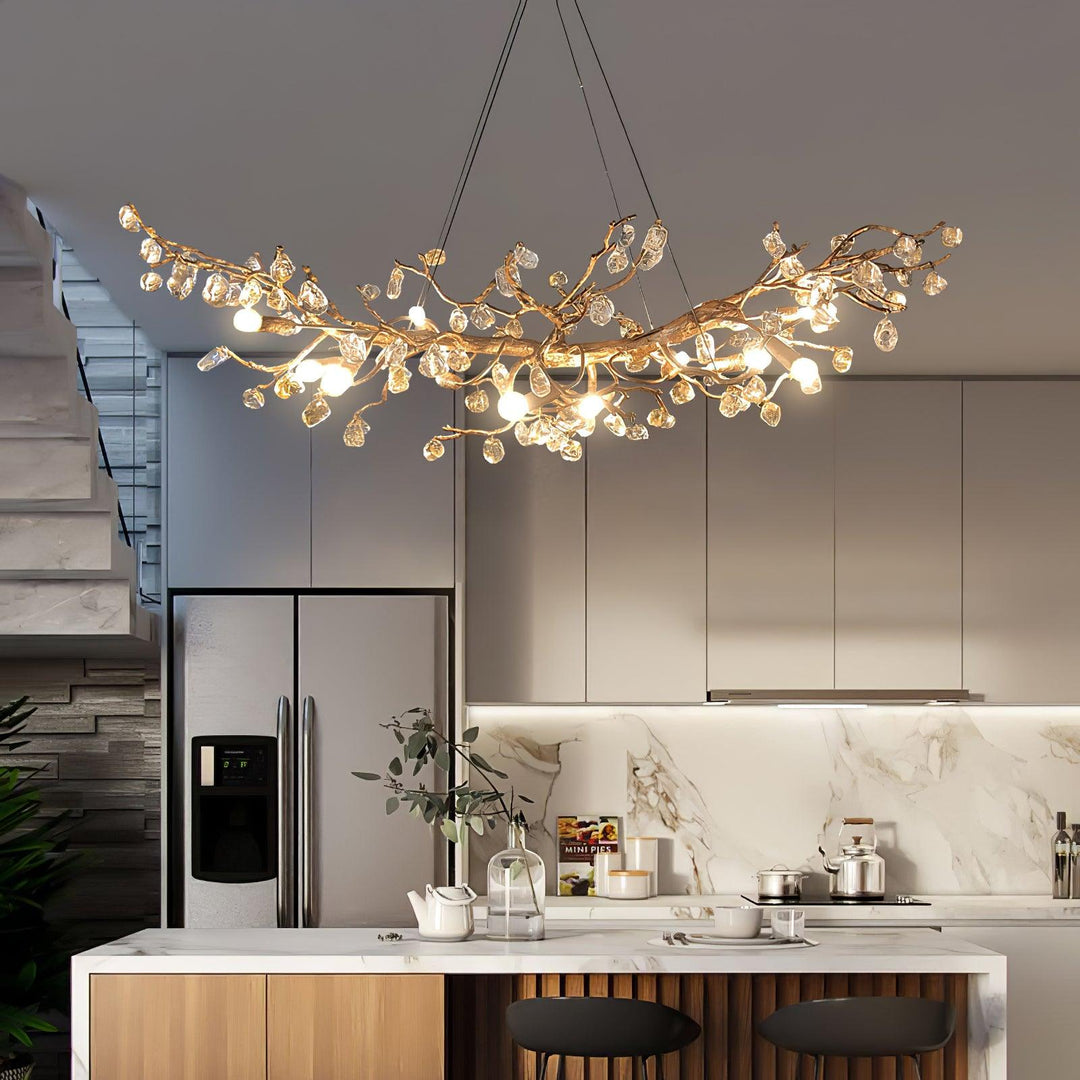 Stone Crystal Brass Chandelier - Vakkerlight