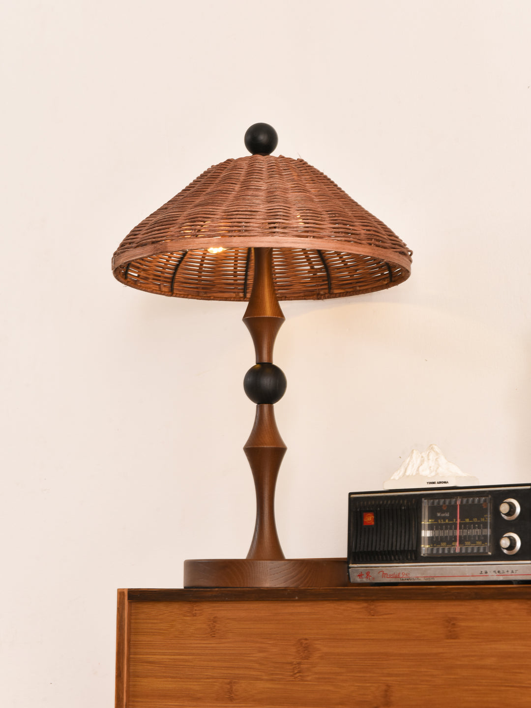 Striped Rattan Shade Table Lamp