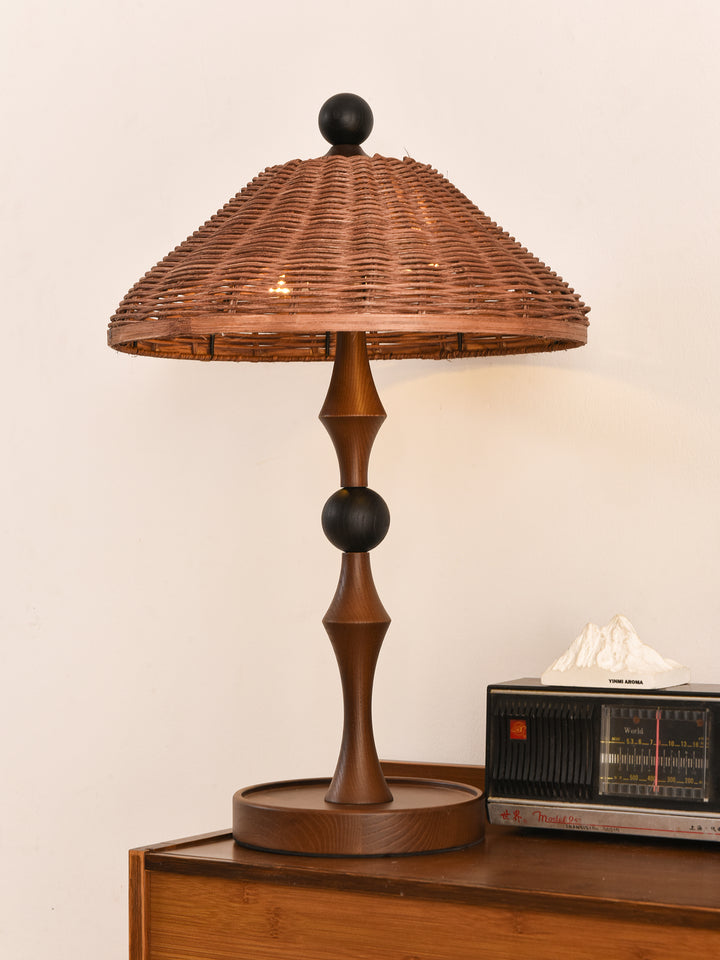 Striped Rattan Shade Table Lamp