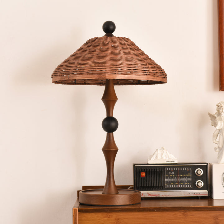 Striped Rattan Shade Table Lamp