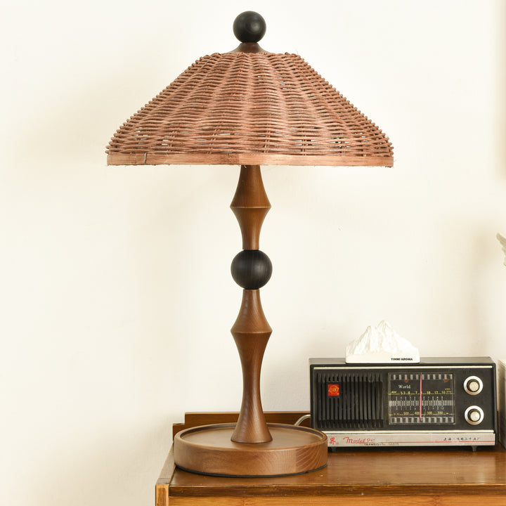 Striped Rattan Shade Table Lamp