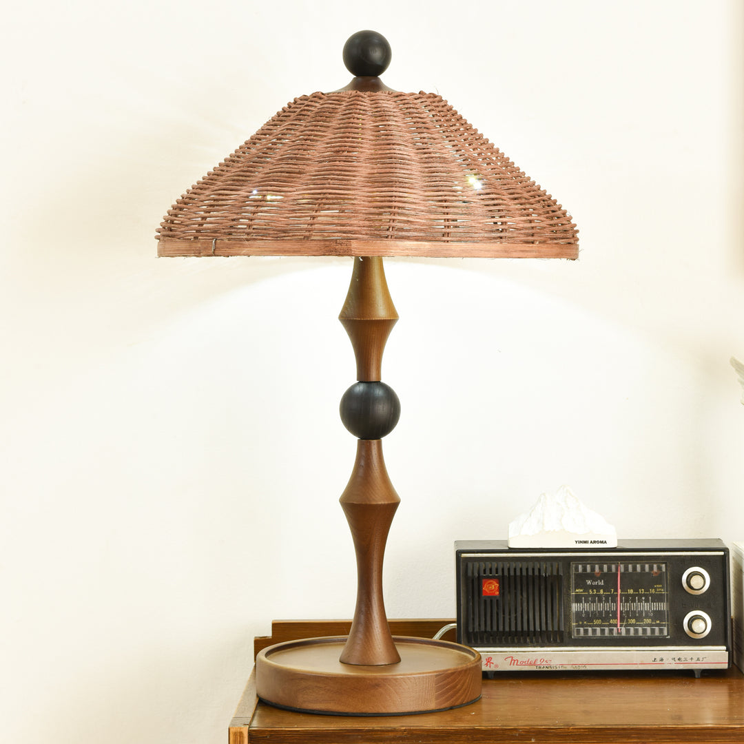 Striped Rattan Shade Table Lamp