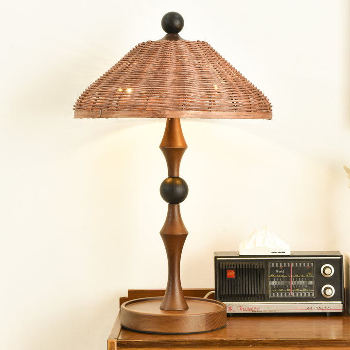 Striped Rattan Shade Table Lamp