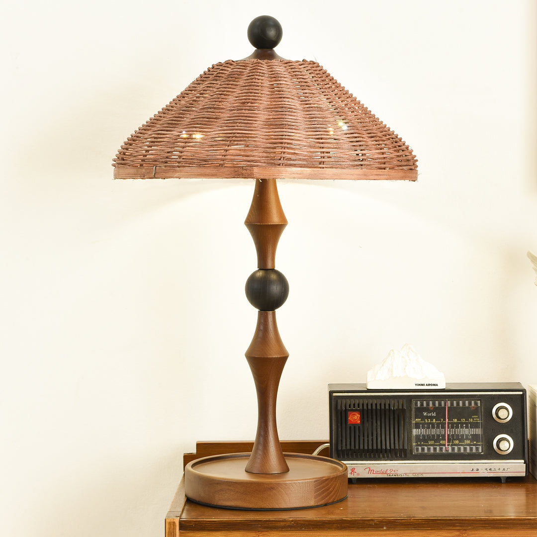 Striped Rattan Shade Table Lamp