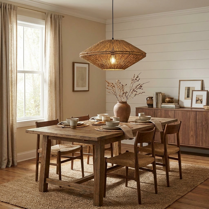 Sunburst Woven Straw Pendant Lamp – detail 10