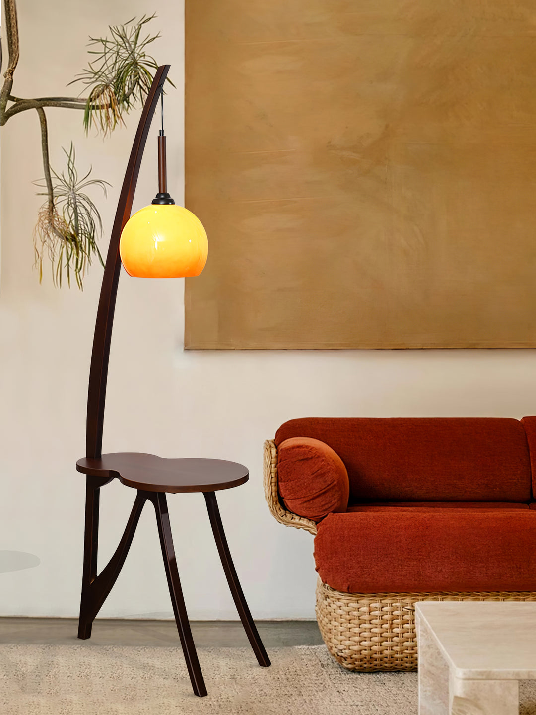 Arc Wood Hanging Floor Lamp - Vakkerlight