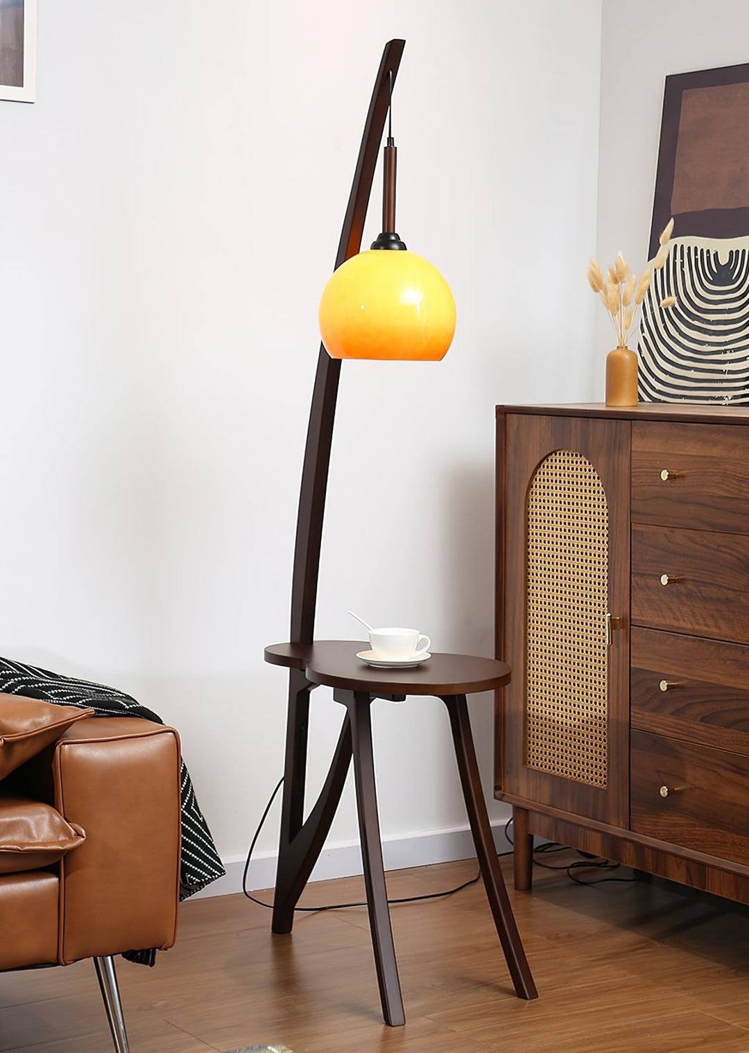 Arc Wood Hanging Floor Lamp - Vakkerlight