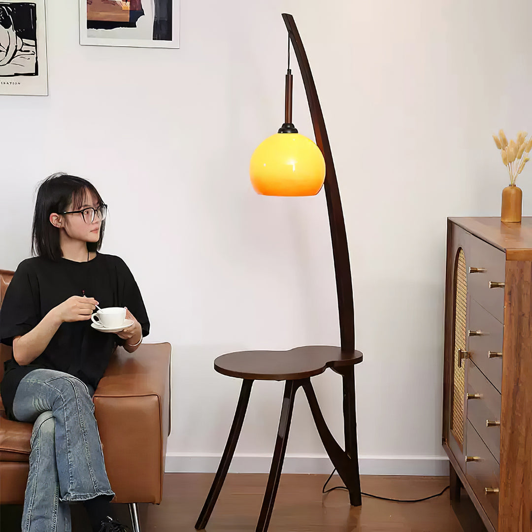 Arc Wood Hanging Floor Lamp - Vakkerlight