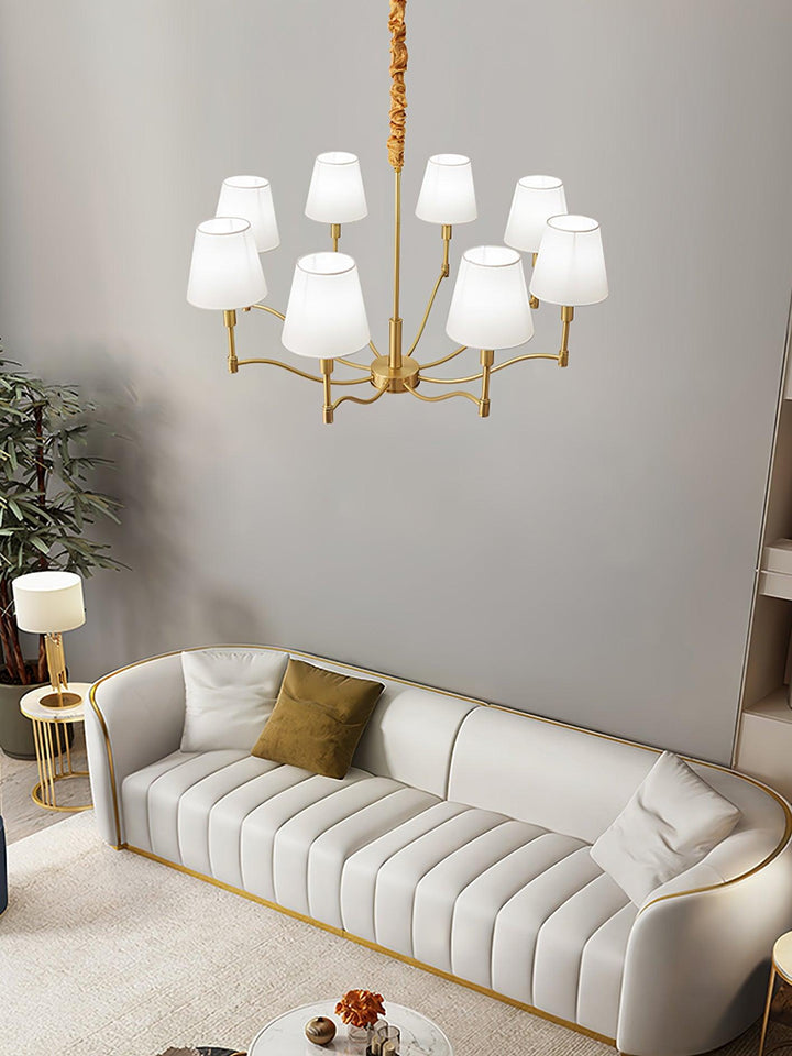 Tapered Fabric Brass Chandelier - Vakkerlight