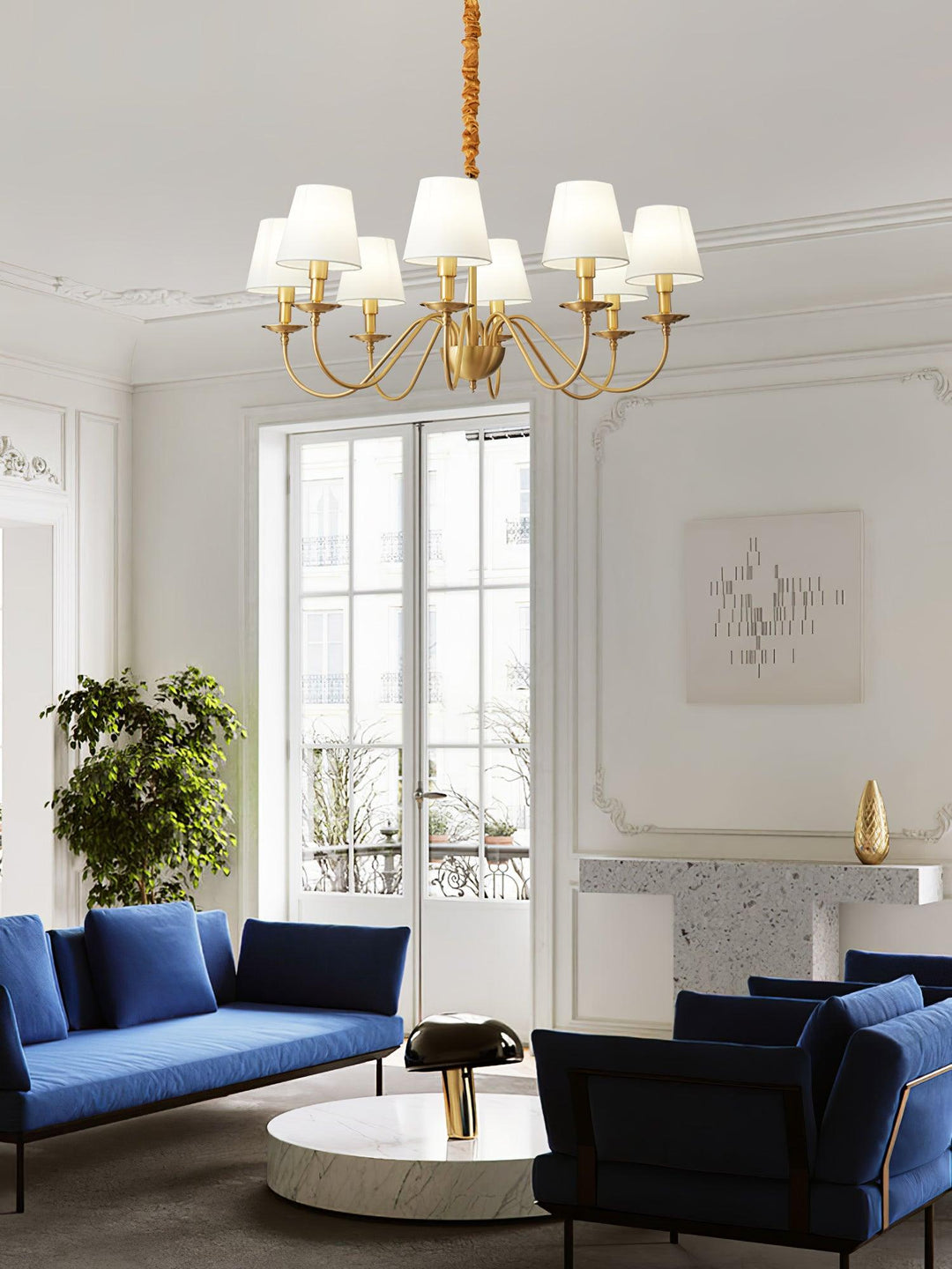 Tapered Fabric Brass Chandelier - Vakkerlight