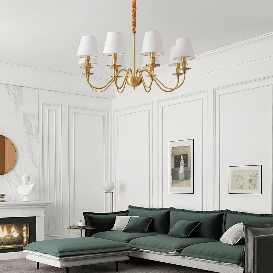 Tapered Fabric Brass Chandelier - Vakkerlight