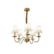 Tapered Fabric Brass Chandelier