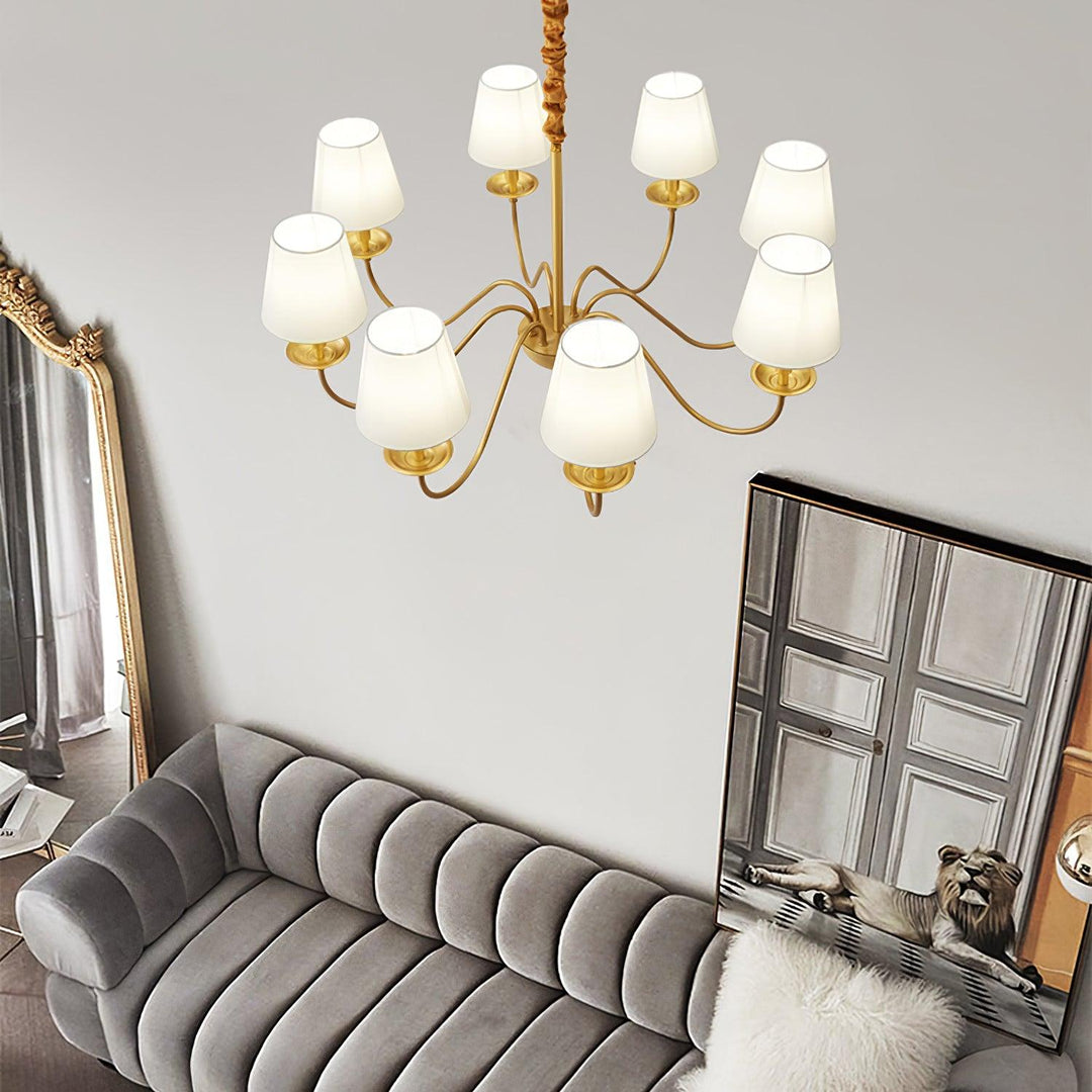 Tapered Fabric Brass Chandelier - Vakkerlight