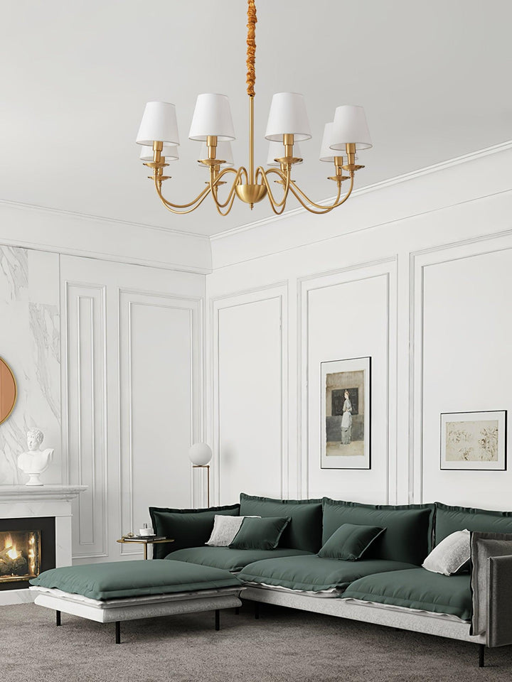 Tapered Fabric Brass Chandelier - Vakkerlight