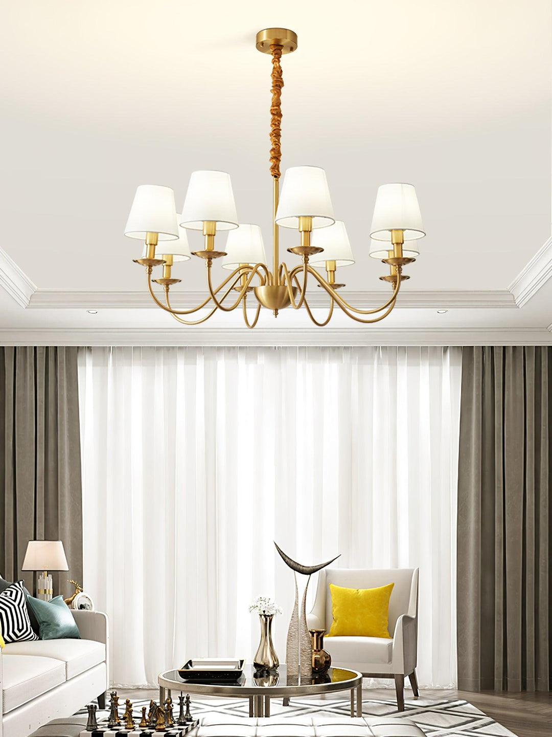 Tapered Fabric Brass Chandelier - Vakkerlight