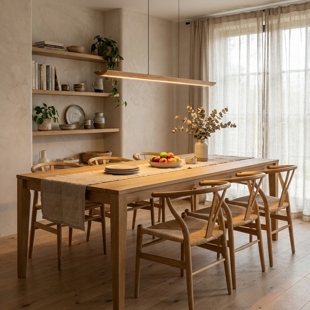 Tapered Wood Linear Pendant Lamp
