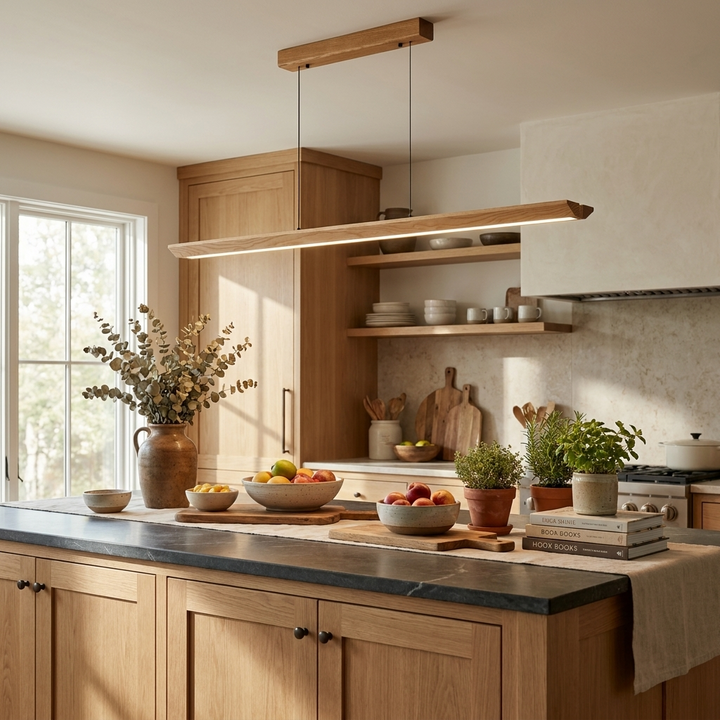 Tapered Wood Linear Pendant Lamp