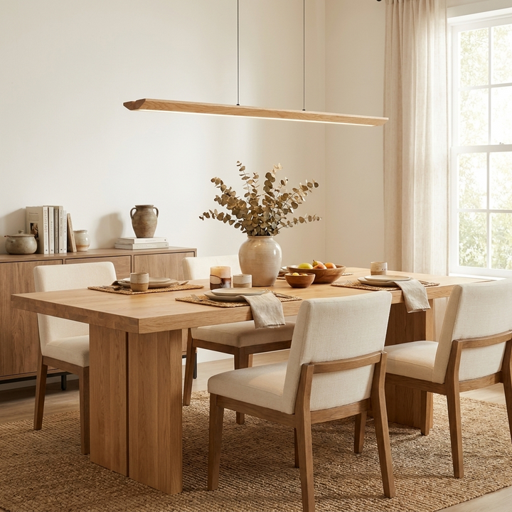 Tapered Wood Linear Pendant Lamp
