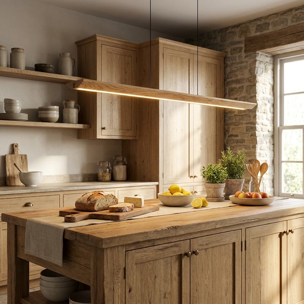Tapered Wood Linear Pendant Lamp