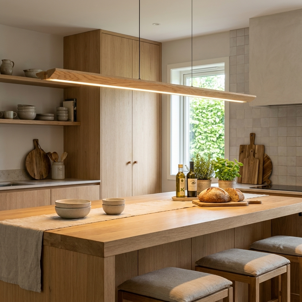 Tapered Wood Linear Pendant Lamp