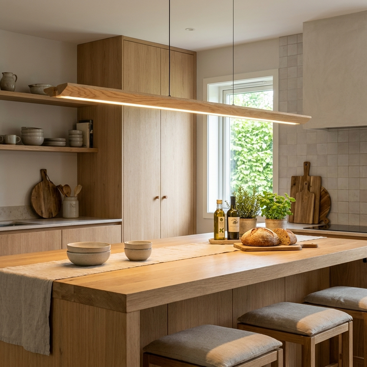 Tapered Wood Linear Pendant Lamp