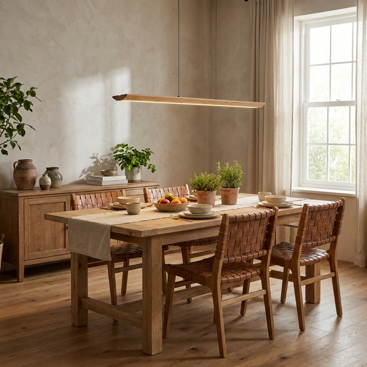 Tapered Wood Linear Pendant Lamp