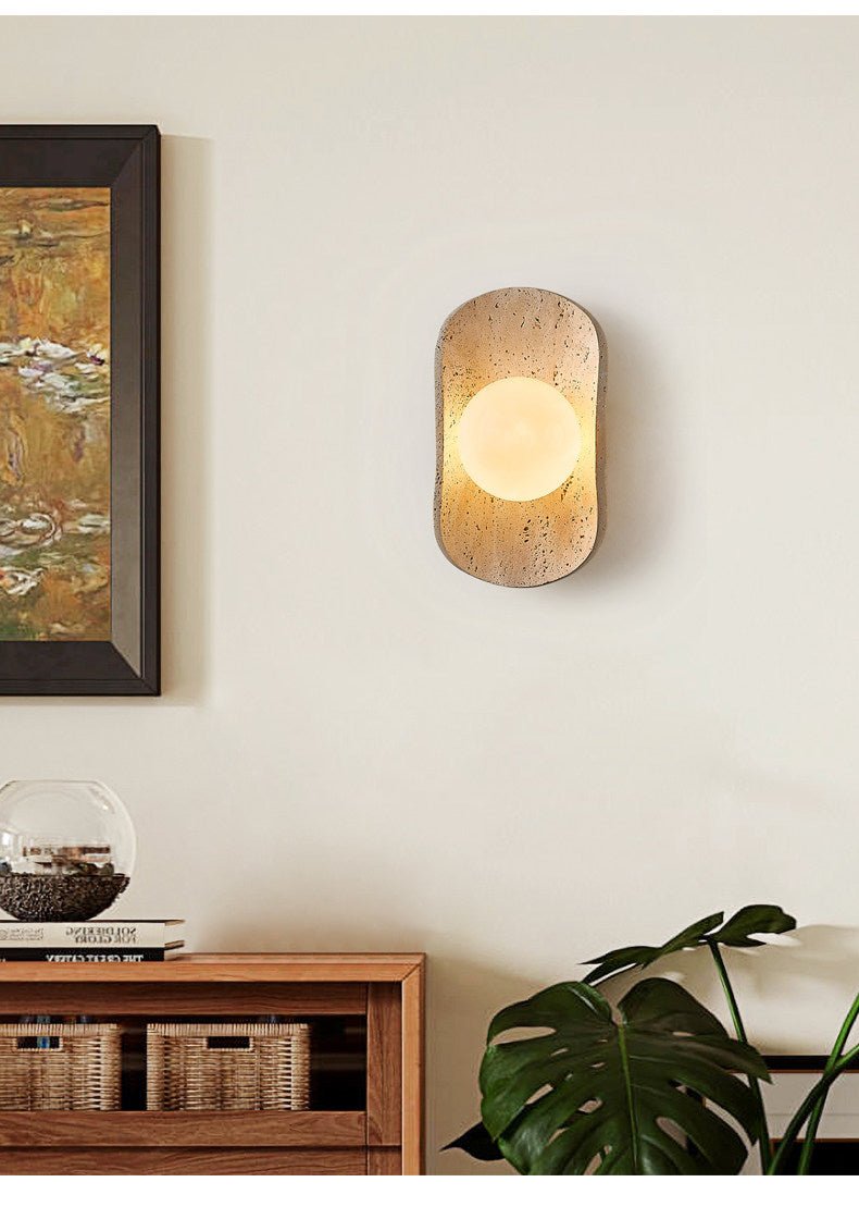 Tavian Halo Travertine Wall Lamp - Vakkerlight