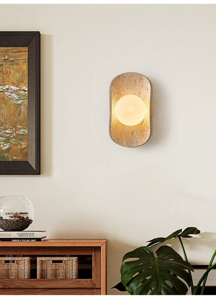 Tavian Halo Travertine Wall Lamp - Vakkerlight
