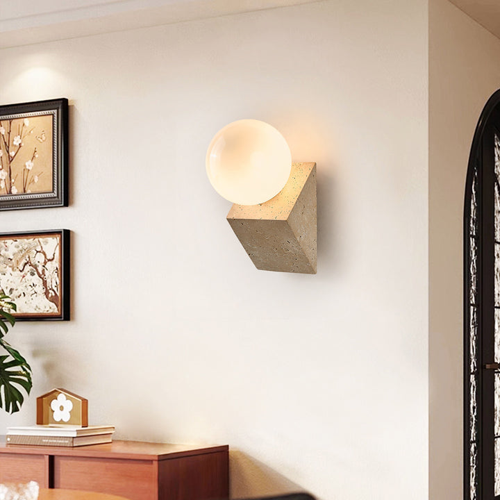 Tavian Orb Travertine Wall Lamp - Vakkerlight