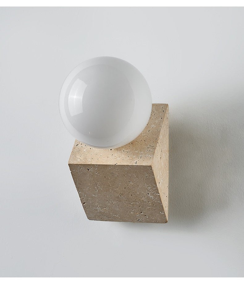 Tavian Orb Travertine Wall Lamp - Vakkerlight