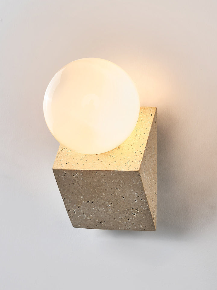 Tavian Orb Travertine Wall Lamp - Vakkerlight