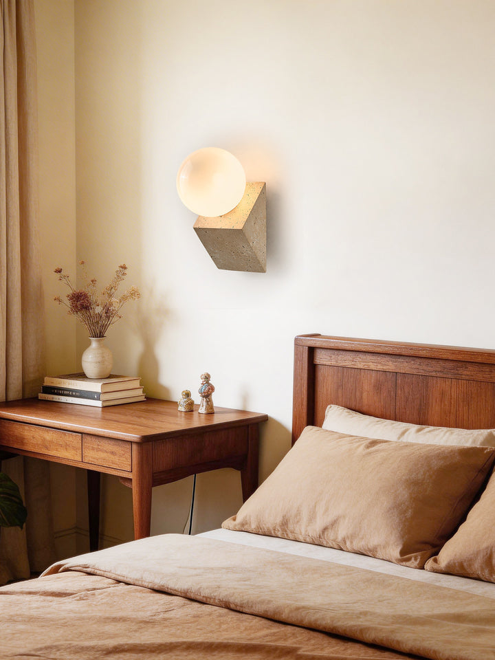 Tavian Orb Travertine Wall Lamp - Vakkerlight