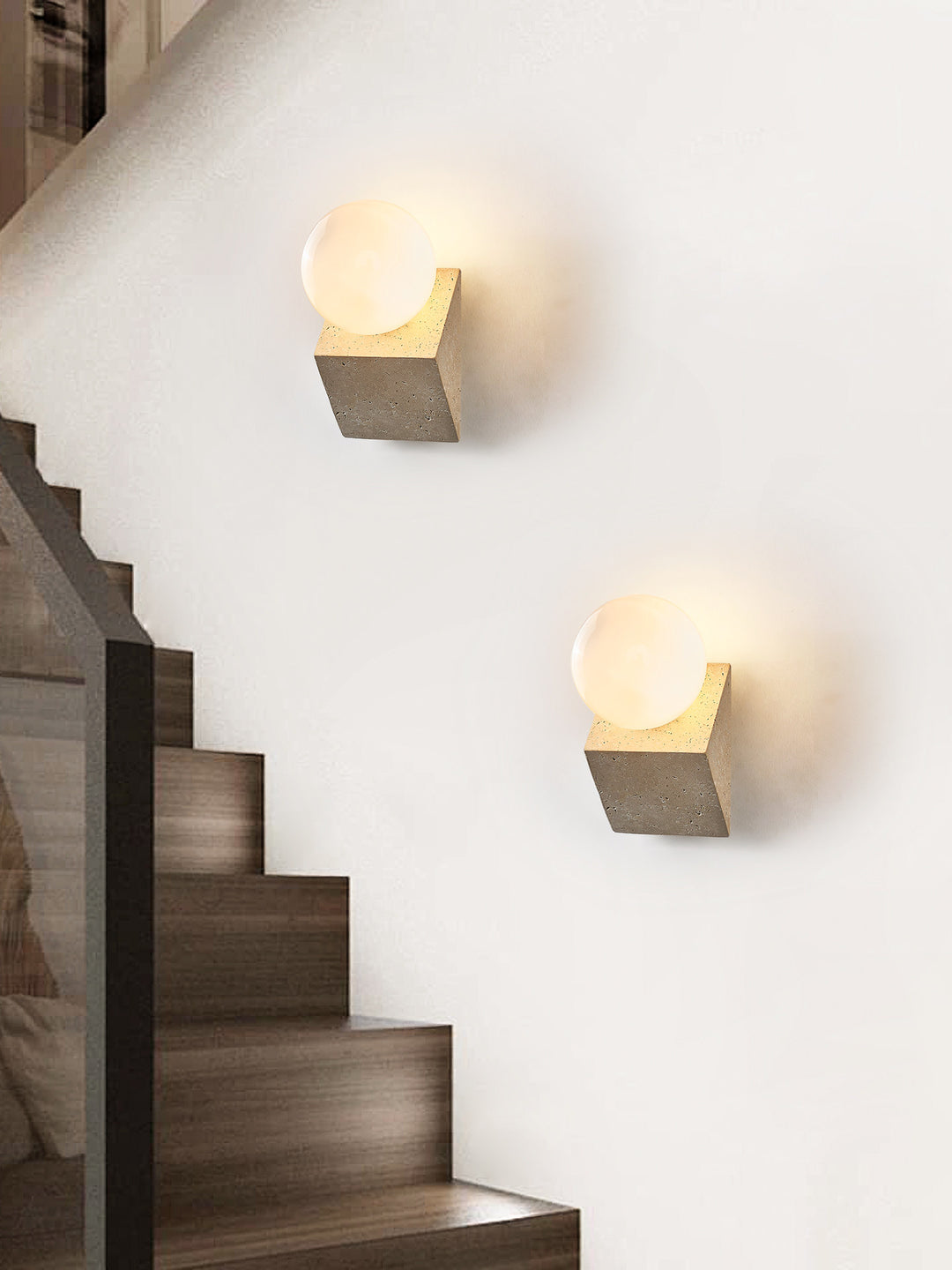 Tavian Orb Travertine Wall Lamp - Vakkerlight