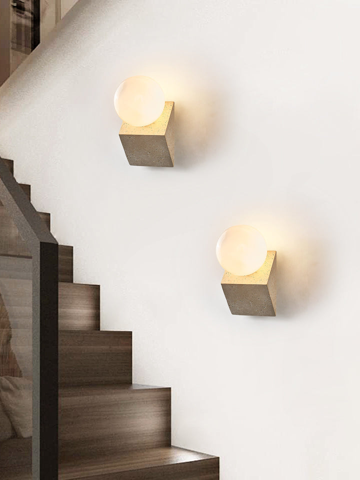 Tavian Orb Travertine Wall Lamp - Vakkerlight