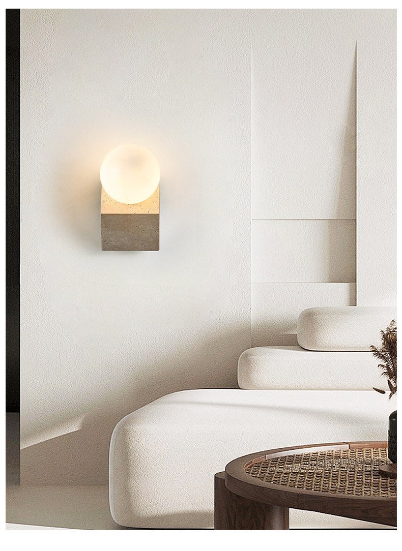 Tavian Orb Travertine Wall Lamp - Vakkerlight