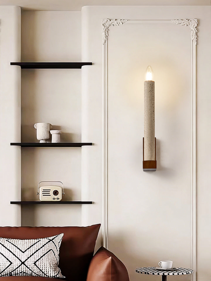 Tavian Travertine Candle Wall Lamp - Vakkerlight
